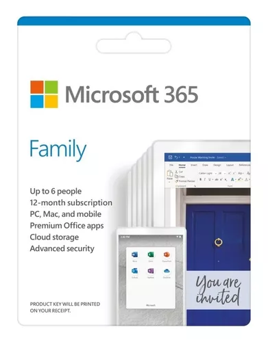 Gift Card Office 365 Family - 12 Meses | Parcelamento sem juros