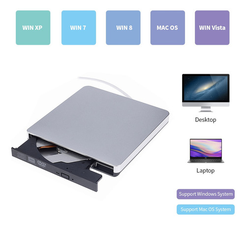 Usb 3.0 Unidade Óptica Externa Ultra-fina Cd-rw Dvd-rw