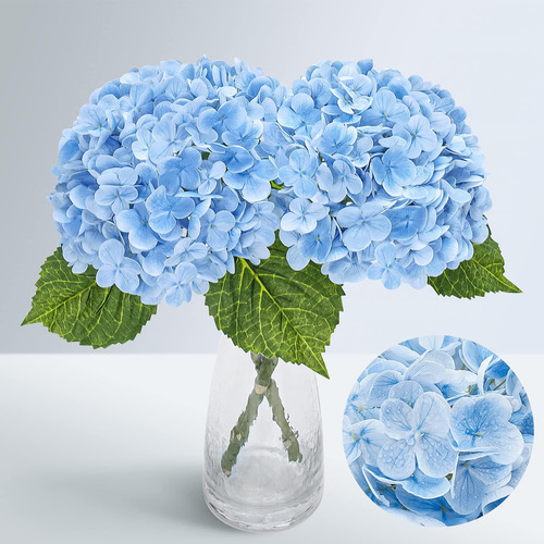 Waipfaru 21 Flores Artificiales De Hortensias Azules De Tact