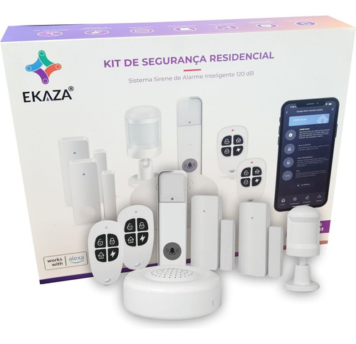 Kit Alarme De Segurança Wifi Ekaza Tuya Completo Ekjm-t3231