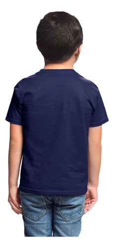 Playera Cuello Redondo Lisa Para Niño Azul Marino Algodón