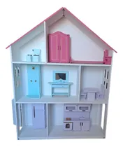 Comprar Casa Pintada Con Muebles Muñeca Infantil Madera Mdf 1 Metro