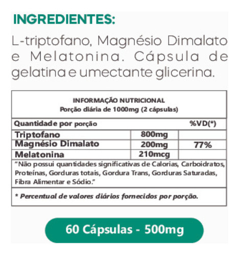 Melatonina + Triptofano Premium 60 Cápsulas