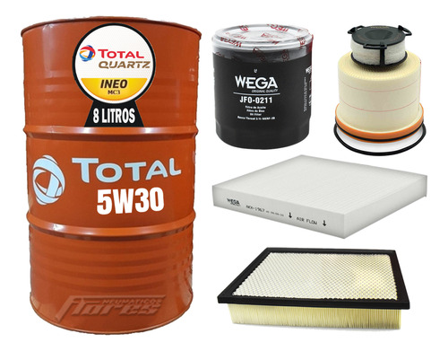 Cambio Aceite 5w30 8l + Kit Filtros Toyota Hilux 2.8 2.4 Td
