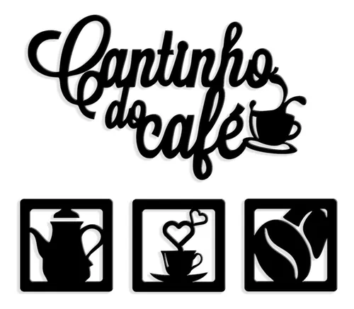 comprar Kit Cantinho Do Café 4 Peças 30cm Decoração Cozinha Mdf 3mm