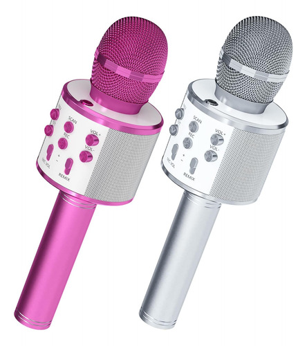 Micrófono Inalambrico Marca /karaoke/púrpura Y Plateado