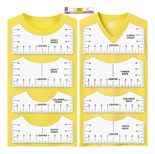 8 Pcs Tshirt Ruler Guide For Vinyl 5 Neck And Round To