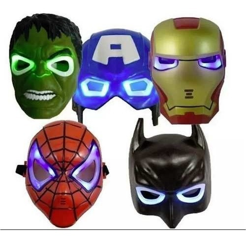 Máscaras Avengers C/luz . Batman C.américa Hulk I.man