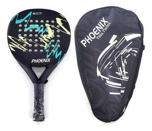 Pala  Padel Con Funda Fibra & Carbono Eva Soft 38mm  Phoenix