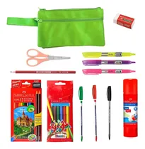 Comprar Kit Escolar Cartuchera Completa Verde Con Utiles