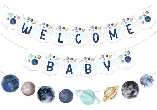 Guirnalda De Pancarta Para Baby Shower En El Espacio Exterio