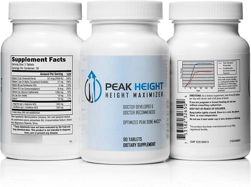 Imagen 1 de 3 de Peak Height Pastilla Para Estatura Y Crecimiento Natural.