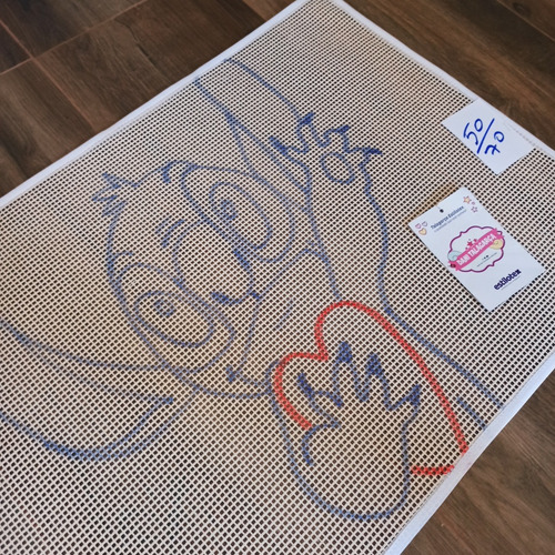 Talagarça Desenhada Stitch Coração 50/70 Bordr Ponto Russo