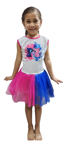 Vestido Disfraz Stitch Manga Corta Tutu