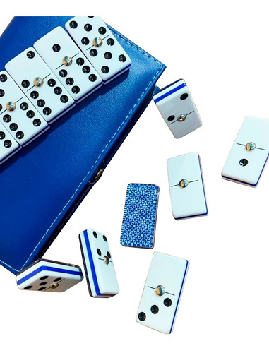 Domino Profesional Rombos Azul + Cubilete Liso