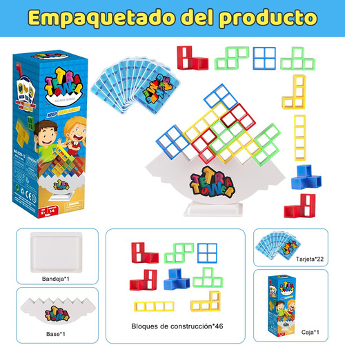 Juego Equilibrio Torre Tetra,64pcs Bloque Construcción