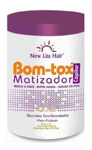 Botox Matizador 1kg Platina Alisa E Reduz 100% New Liss Hair Cor De Cabelo Loiro