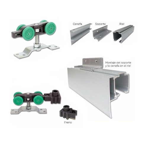 Imagen 1 de 6 de Kit Herrajes Quattro Roma X 2 Mts Puerta Completo Corrediza