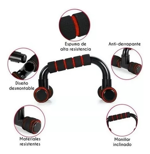 Kit Rodillo Abdominal Barras Push-up Cuerda Ejercitador Mano