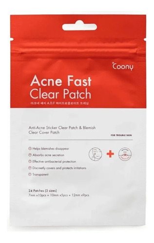 Coony Acne Fast Clear Patch 24 Parches Tipo de piel Grasa