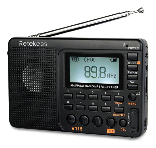 Retekess V115 Radio Am Fm Sw Portátil Onda Corta Bolsillo G