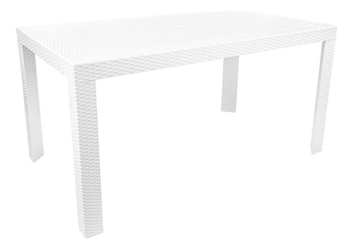 Mesa De Rattan Rectangular Jardín Blanca Niza