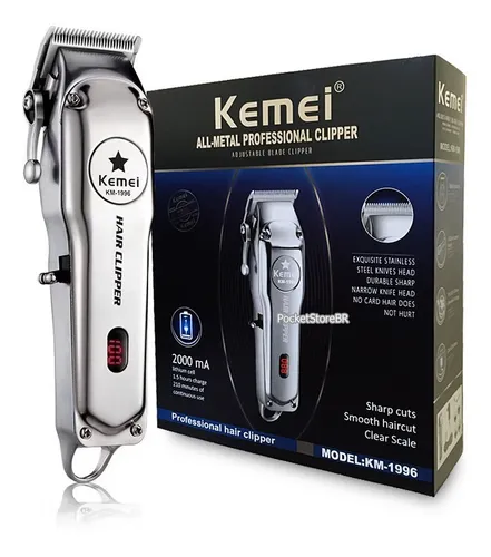 Máquina Cortar Cabelo Profissional Sem Fio Kemei Km-1996