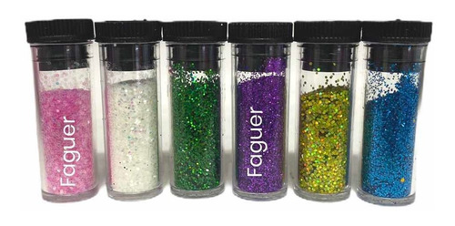 Set X 6 Gibre Glitter Para Deco Uñas Hermosos Colores