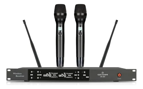 comprar Microfonos Gc Er203s Inalambrico Sistema Mano 2 Canales Uhf Color Negro