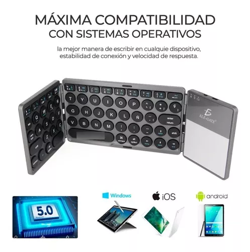 Mini Teclado Español Inalambrico Bluetooth Iluminado Usb Recargable Con  TouchPad 2 en 1 - ELE-GATE