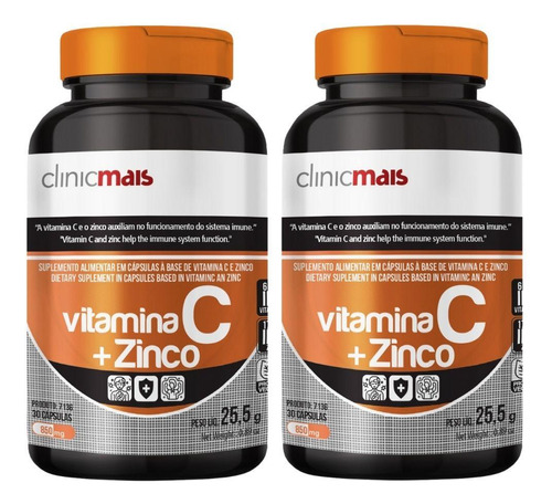 Kit 2x Vitamina C + Zinco 30 Cápsulas - Clinicmais