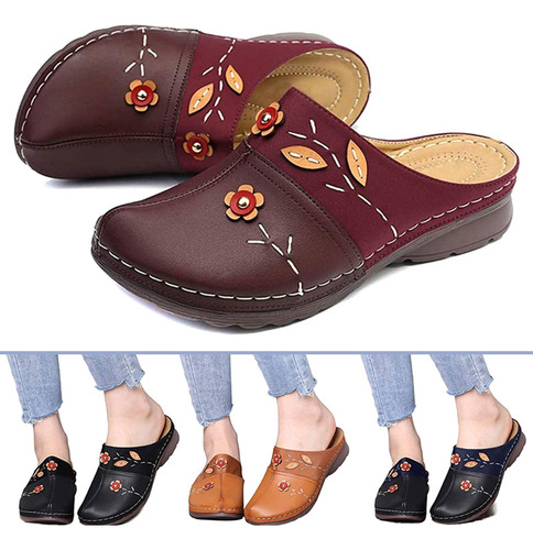 Zuecos, Sandalias Con Forma De Flor, Zapatos Con Punta Cerra