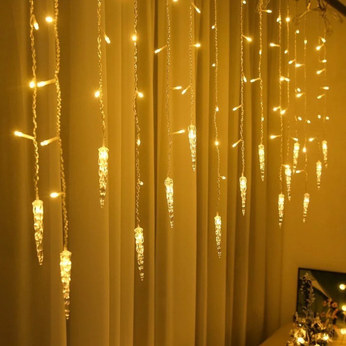 Juego Luces Navidad Cascada 120 Led 4 Mts Blanco Calido