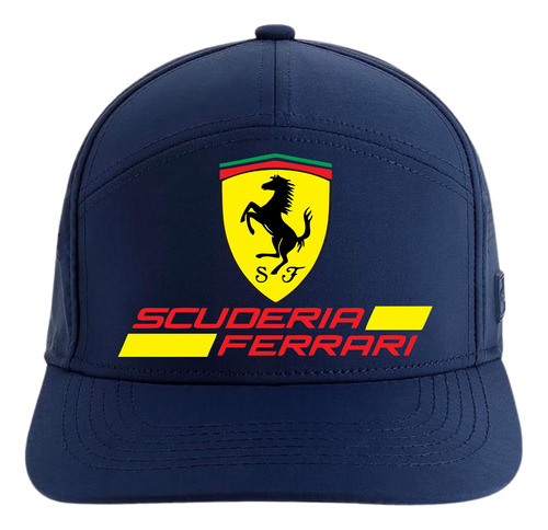 Gorra Racing Scuderia Ferrari 5 Paneles Premiun Blue Xv
