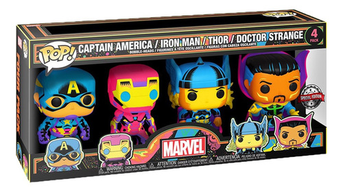 Funko Pop Marvel Black Light 4 Pack Special Edition