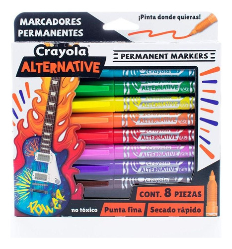 5 Pzas Marcador Perm.p/fino Crayola 586508 Alternative C/8 P