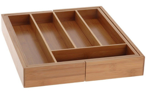 Imagen 2 de 9 de Cubiertero Para Cajón Cocina Organizador Extensible Bambú