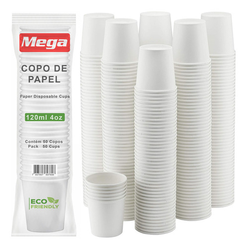 Copo Papel Branco 120ml P/ Cafe Descartavel Com 200 Copos