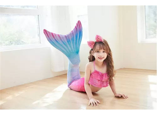 Traje De Baño Niña Sirena Conjunto De Tres Piezas Con Cola