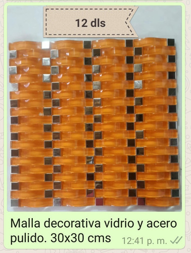 Malla Decorativa En Vidrio Y Acero Inoxidable 30x30 Cms