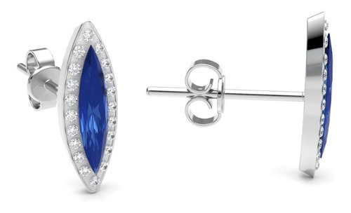 Imagen 2 de 7 de Aretes Broquel De Plata .925 Y Cristal Mujer Agálea Joyería