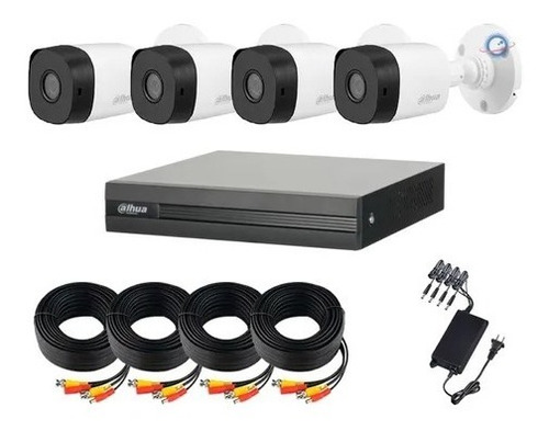 Kit 4 Camaras Dahua 1080p Dvr Cctv H265+ Bala Cables 2 Mpx