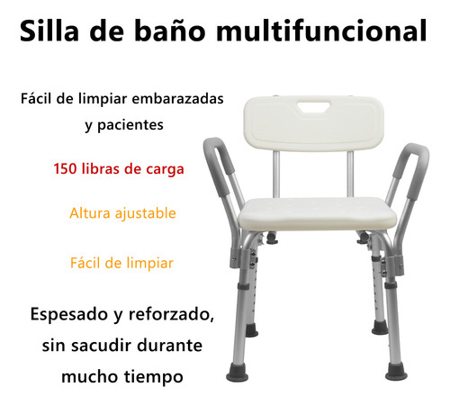 Silla Para Baño Ducha Comodo Con Brazos Para Wc Y Bañar