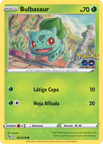 Bulbasaur Pokémon Tcg Go Carta Original 