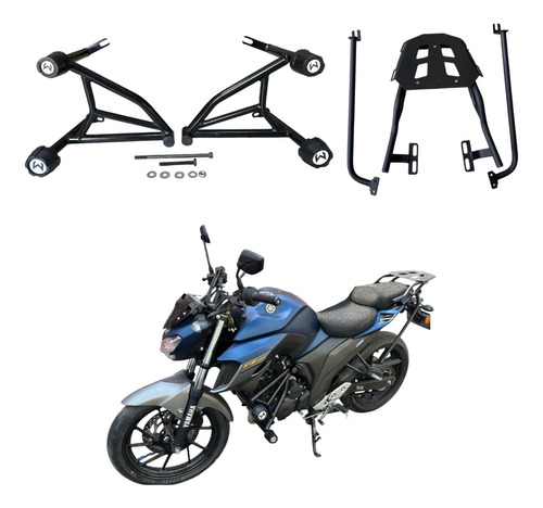 Parrilla Y Slider Para Moto Yamaha Fz25 Acero Negra Portabul