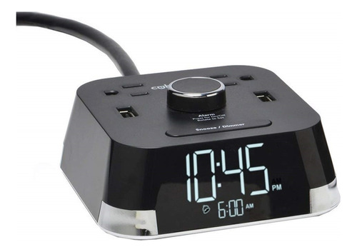 Reloj Negro Cubietime Despertador 2 Puertos Usb 2 Cargas