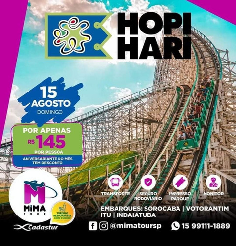 Imagem 1 de 1 de Excursao Hopi Hari Transporte + Ingresso