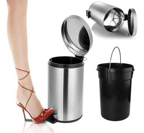 Lixeira Belakaza Cozinha Banheiro Inox 5 Litros Pedal Lixo