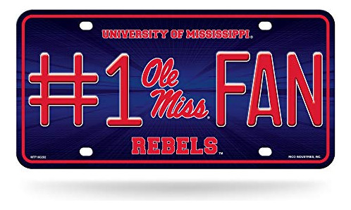 Placa De Matrícula Metálica De La Ncaa Mississippi Ole Miss