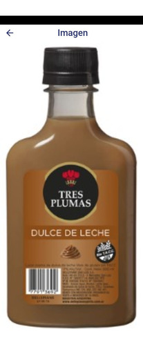 Licor Tres Plumas Dulce De Leche 200 Ml. Pack 6 Unid